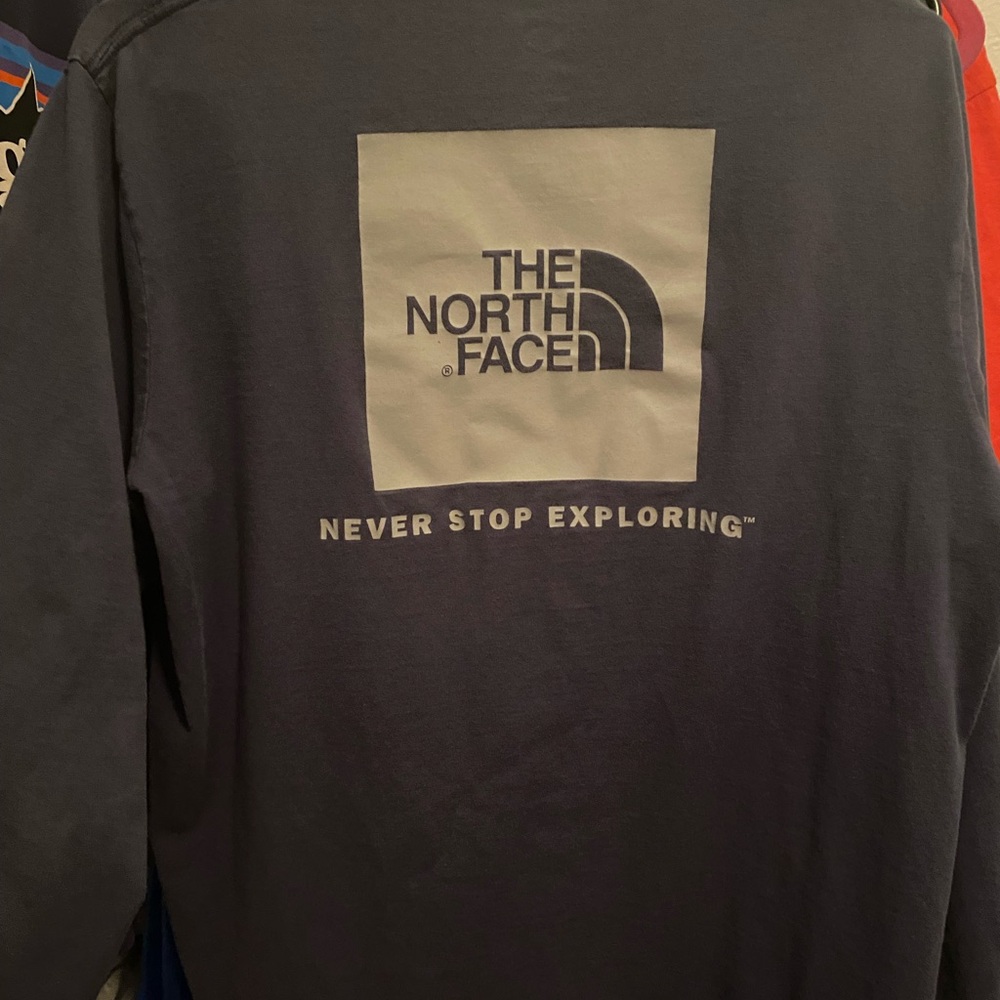 The North Face Men's Box NSE blue Cotton Long Sleeve T-Shirt